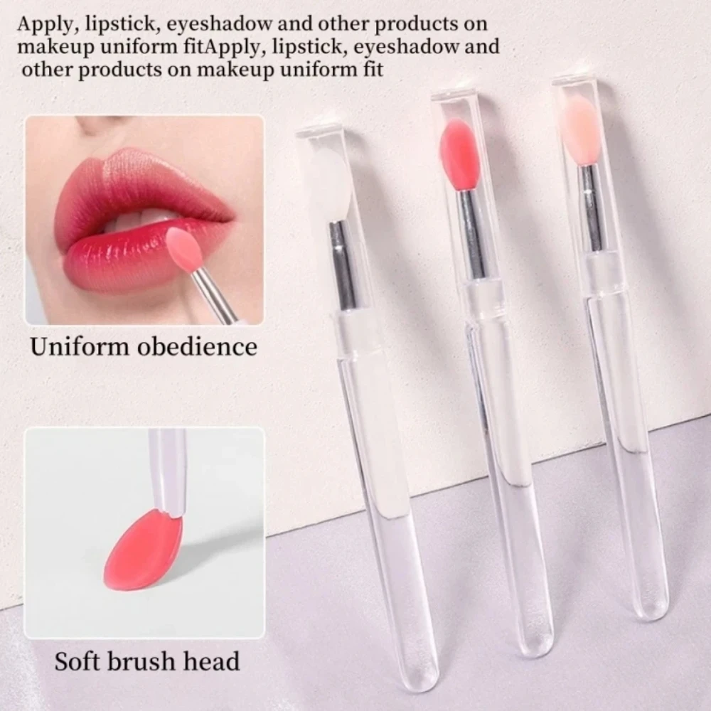 Silicone Lip Brush With Lid Mini Professional Portable Lip Mask Brush Lipstick Eyeshadow Brush Smudged Lipstick Brush