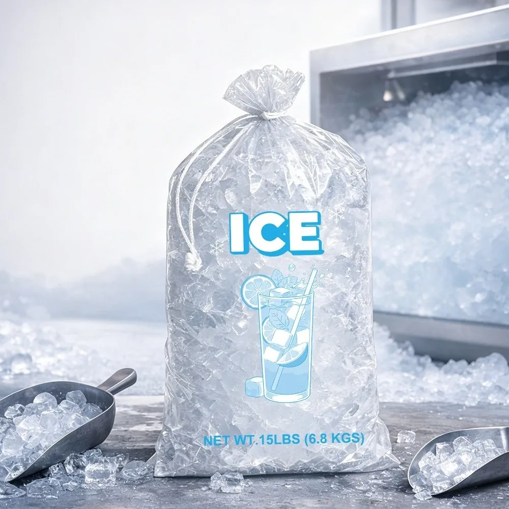 10Pcs PE Drawstring Ice Bags Anti-Freezing Large Capacity Leakproof Cooler Bags Thicken Reusable Ice Freezer Bags