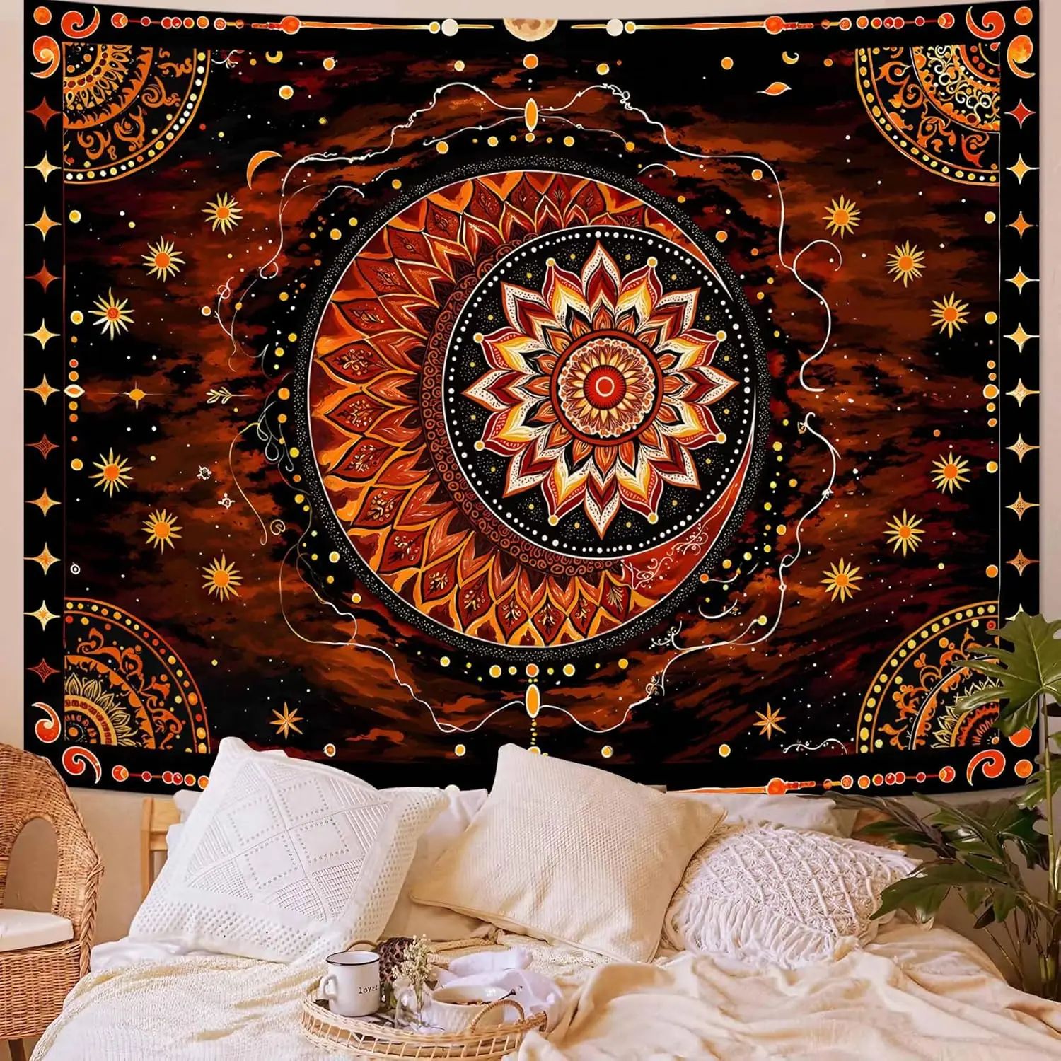 Boho Tapestry Wall Hanging Bohemian Mandala Style Ethnic Ethnic Festival Indian Tribal Decoration Art Poster Backdrop Home Decor
