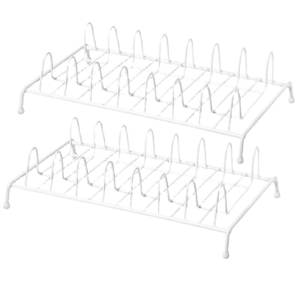 

2 Pcs Iron Dish Rack Kitchen Bowl Drain Plate Multi function Holder Racks for Display White Wear resistant Kitchen Accessory