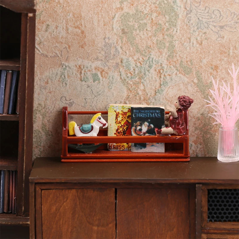 1/12 Dollhouse Mini Newspaper Rack Wall Cabinet Bookcase Model Doll Home Furniture Decor Toy Dolls House Micro Scene Ornaments