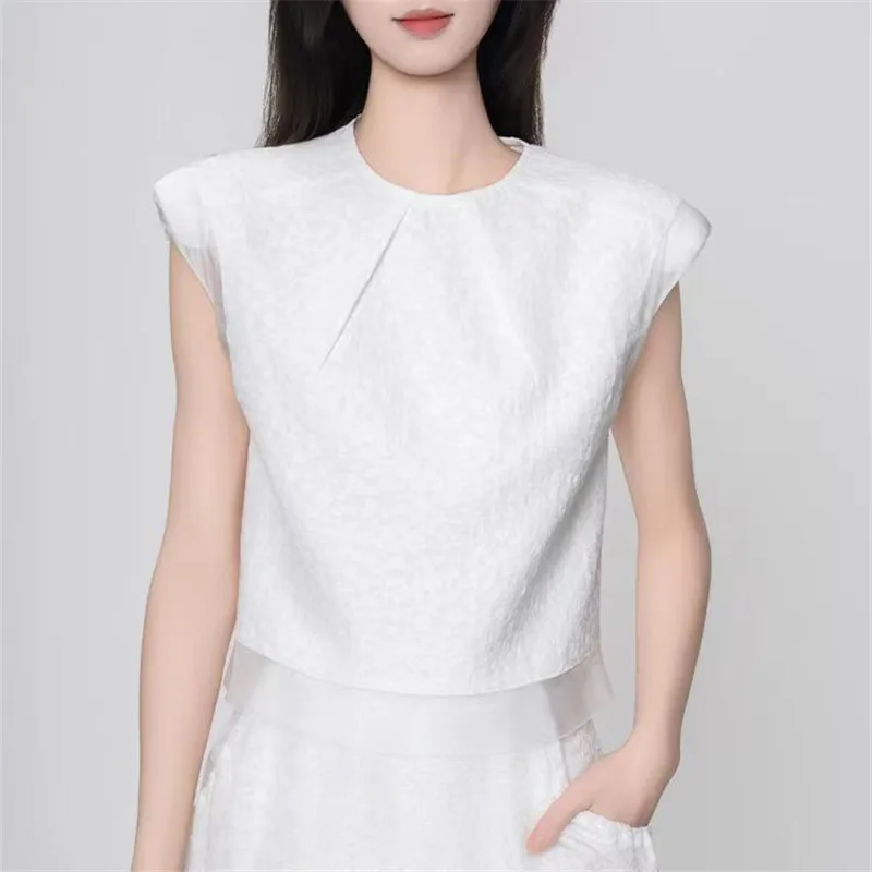 Solto redondo Ne Svel ort irt Top feminino verão umidade ng fibra de poliéster commute Sle cor pura 2025 Spr...