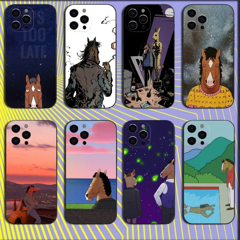 

B-Bojack funny H-Horseman Phone Case For iPhone 16,15,14,13,12,11,Mini,Pro,SE,MAX White Matte Shockproof Cover