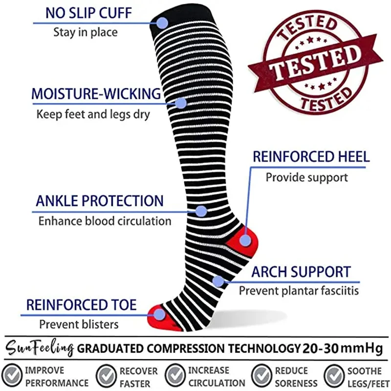 Compression Socks For Men Women Blood Circulation Medical Varicose Vein Care Socks Gym Outdoor Sports Running Basketball Cycling