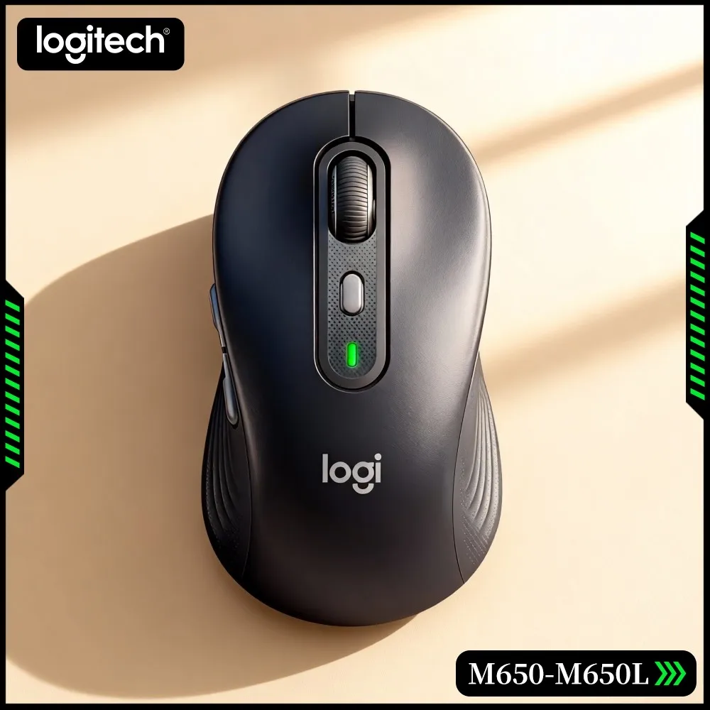 Logitech M650/M650L Wireless Ergonomic Mouse - Soft Thumb Area, 90% Reduced Noise, Recycled Plastic Body, 10M Range