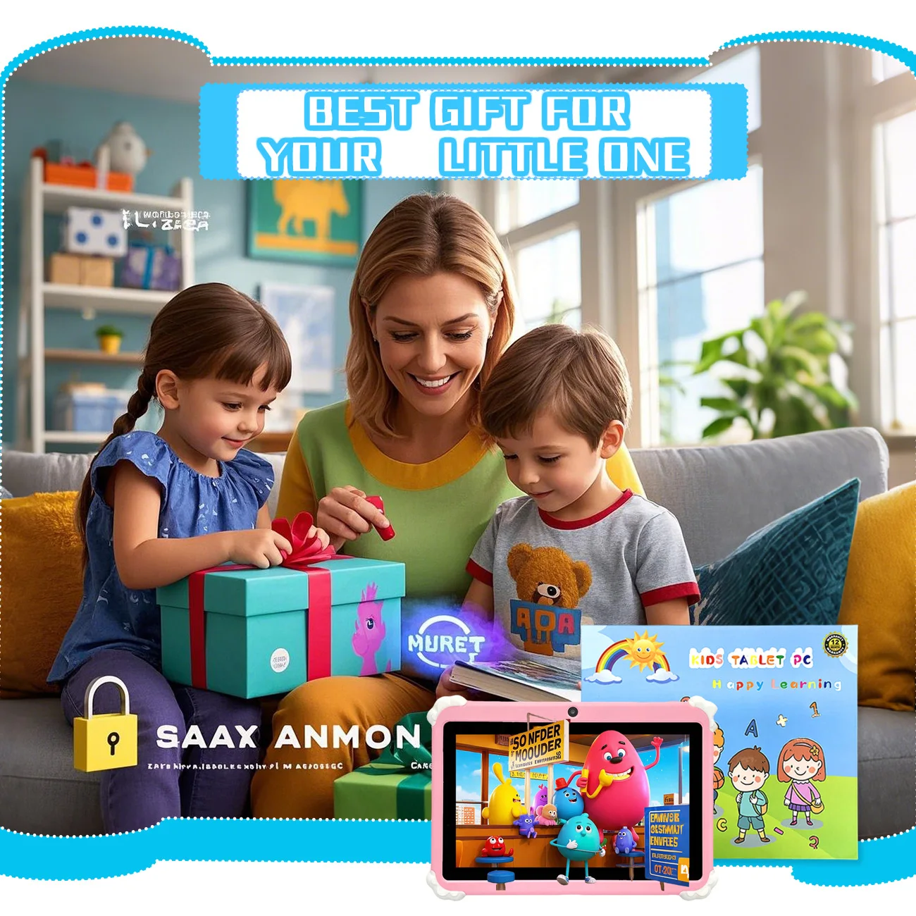 Novo tablet de 7 polegadas com câmera dupla de proteção infantil, tablet para Android 12, presentes infantis para Natal e aniversário