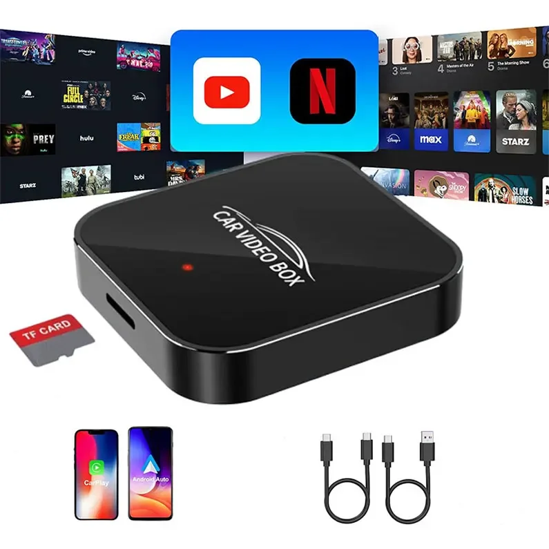 

In stock 3-in-1 Wireless Carplay Android Auto Adapter Dongle Magic Video Box for Streaming Netflix YouTube TikTok Wired Car Play