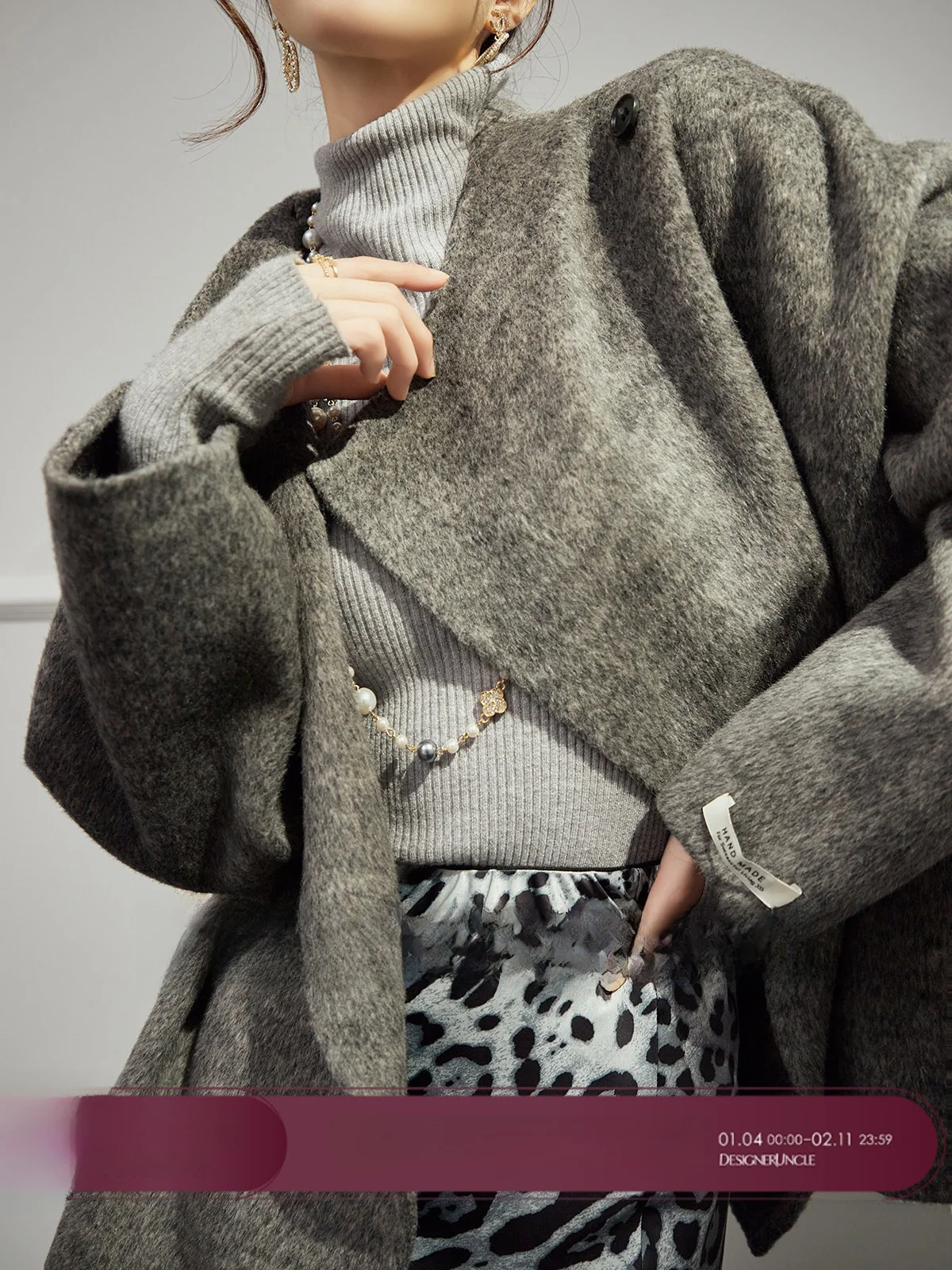 

Шерстяное пальто U×LAB для женщин, модная верхняя одежда для повседневной носки, осень 2025, новинка, бренд Uncle