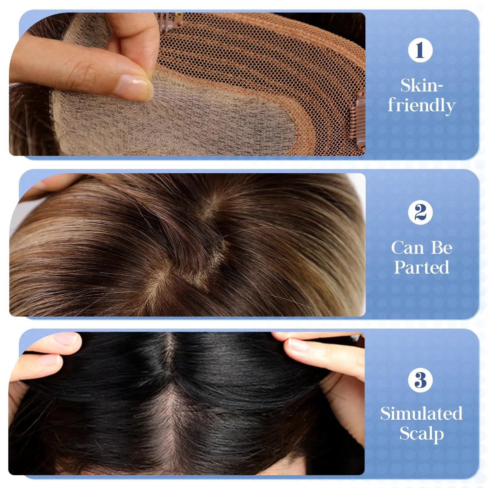 Pirang Ombre Remy rambut manusia Toppers gelap akar sutra klip dasar dalam rambut Remy ekstensi rambut manusia untuk WANITA 14 inci potongan rambut