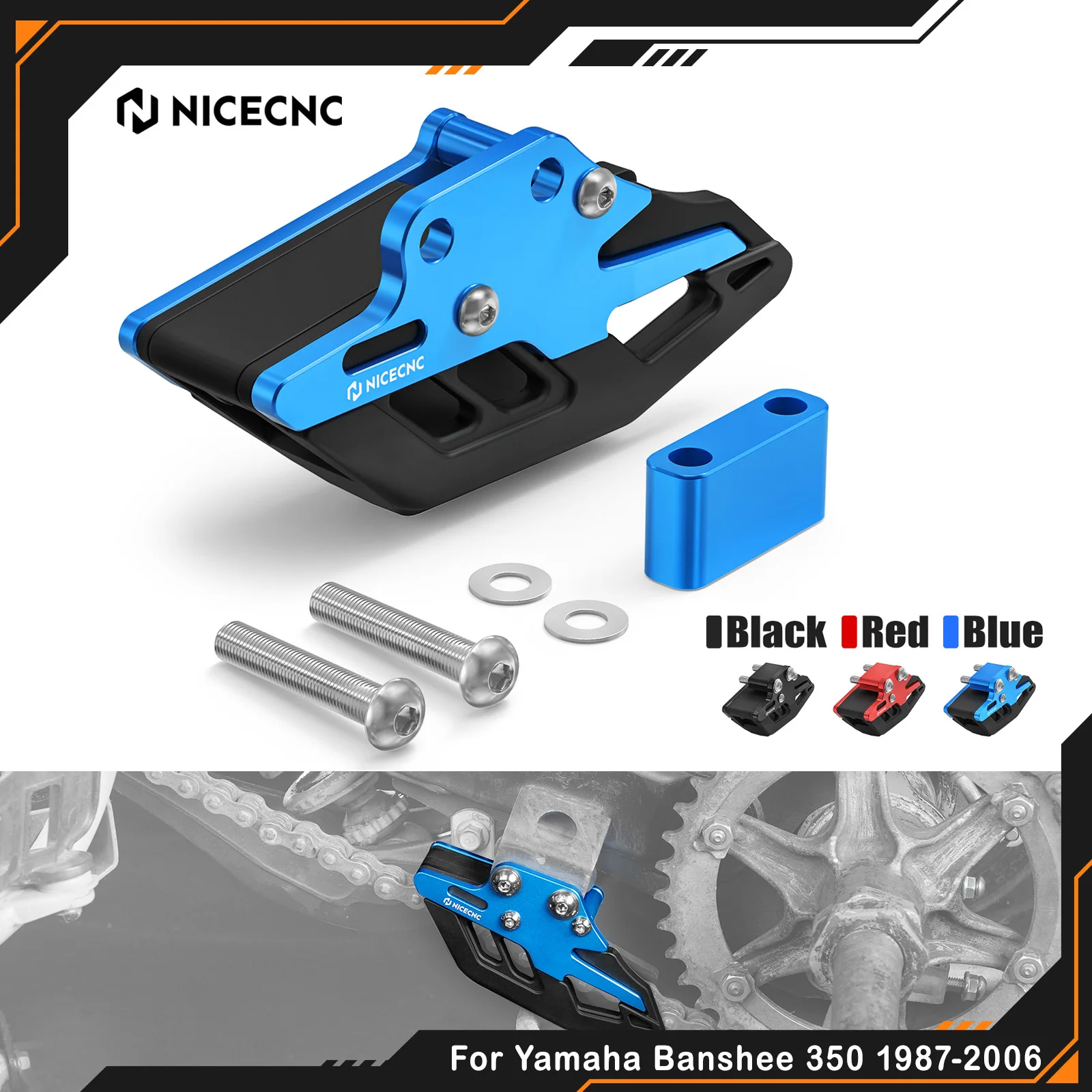 

Направляющая цепи NICECNC для Yamaha Banshee 350 1987-2006, замена 5X4-22199-00-00, алюминиевая защита цепи маятникового механизма