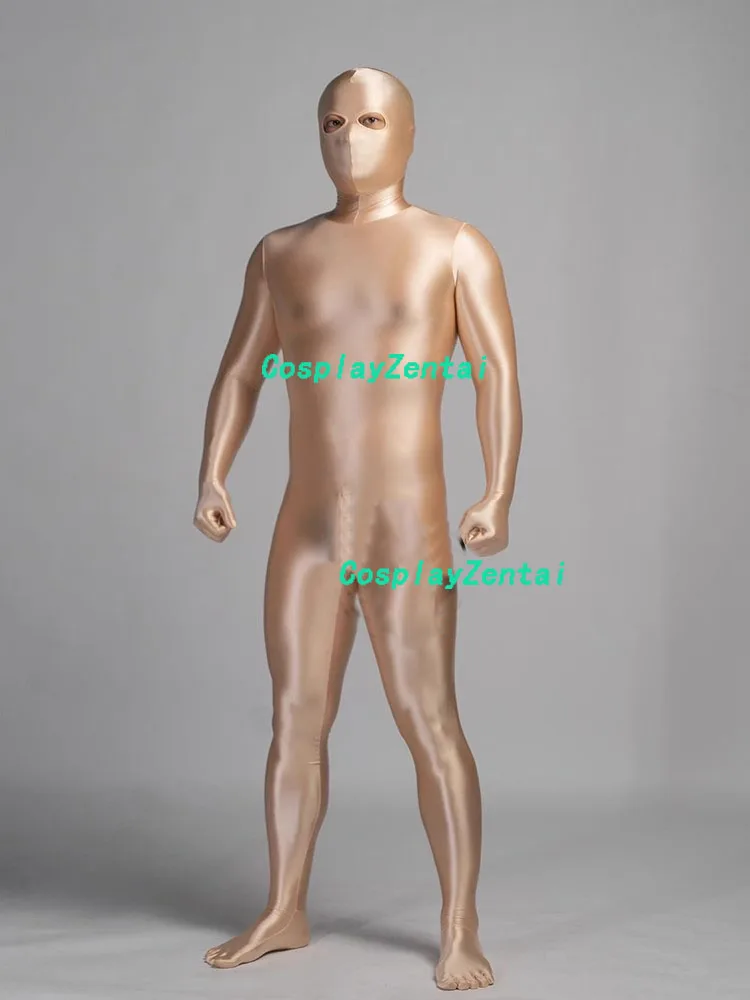 Ciemne ciało otwarte oczy dziura wysokiej jakości Spandex błyszczące, jasny gładkie body Zentai kostiumy na Halloween kobiety/mężczyźni Zentai garnitur