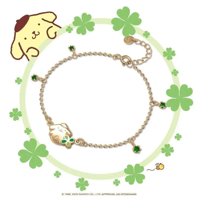 

Pompompurin Bracelet Fashion Advanced Feeling Jewelry Cartoon Originality Four Leaf Clover Modeling Simple Bracelet