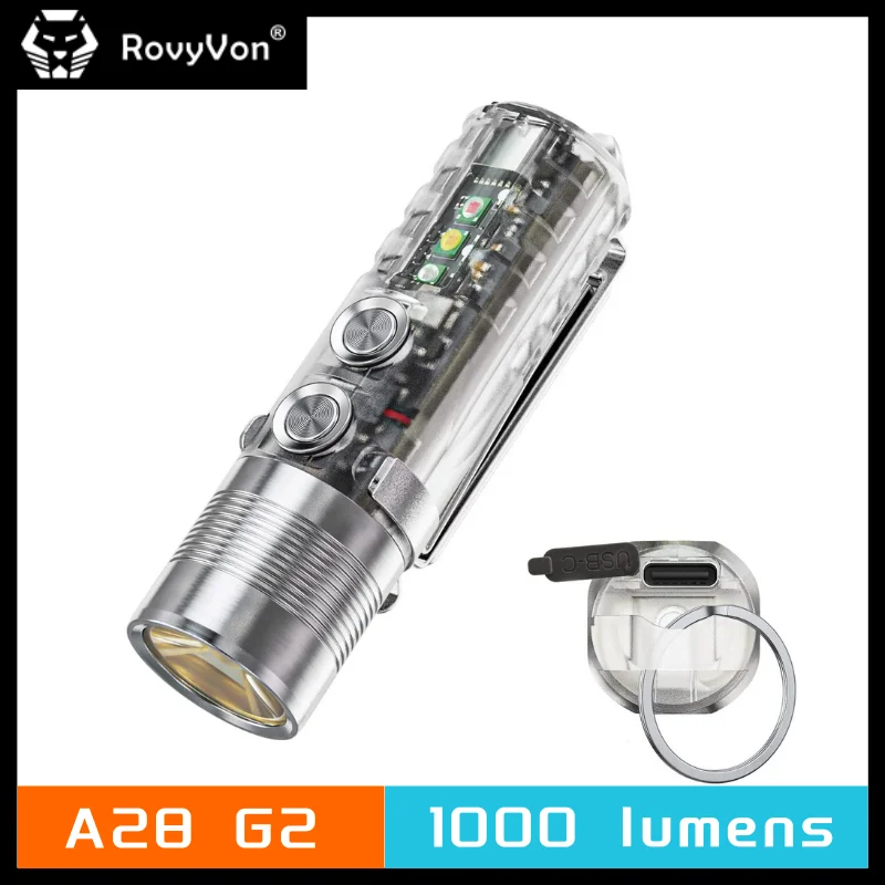 RovyVon Aurora A28 alta CRI EDC lanterna 700 Lumens Rechargeble 4500K branco neutro 90 + CRI tocha de bolso com 600mAh bateria