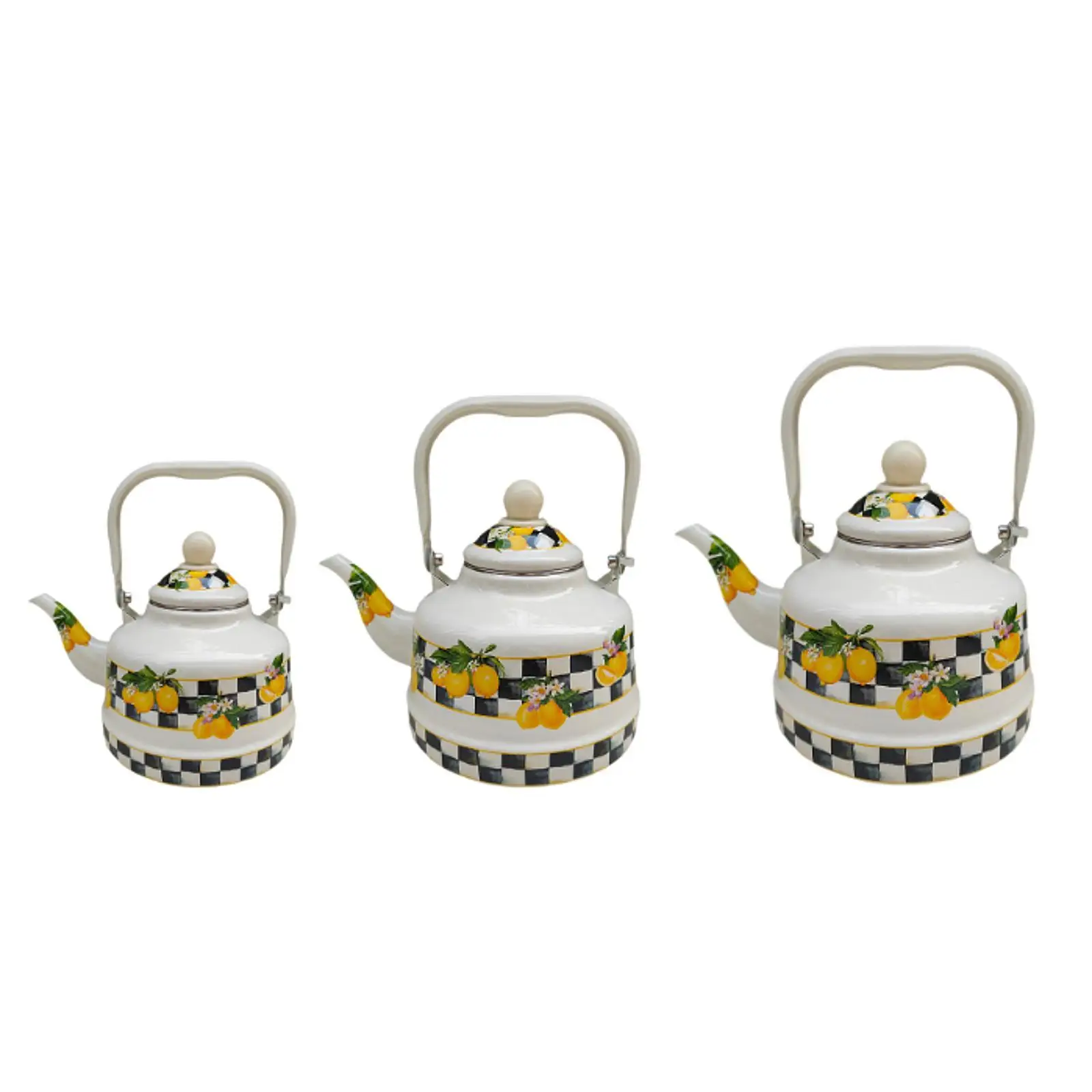 Creative Enamel Tea Kettle Heat Resistant with Lid Comfortable Grip Water Pitcher Home Coffee Boiling Water Party Kitchen