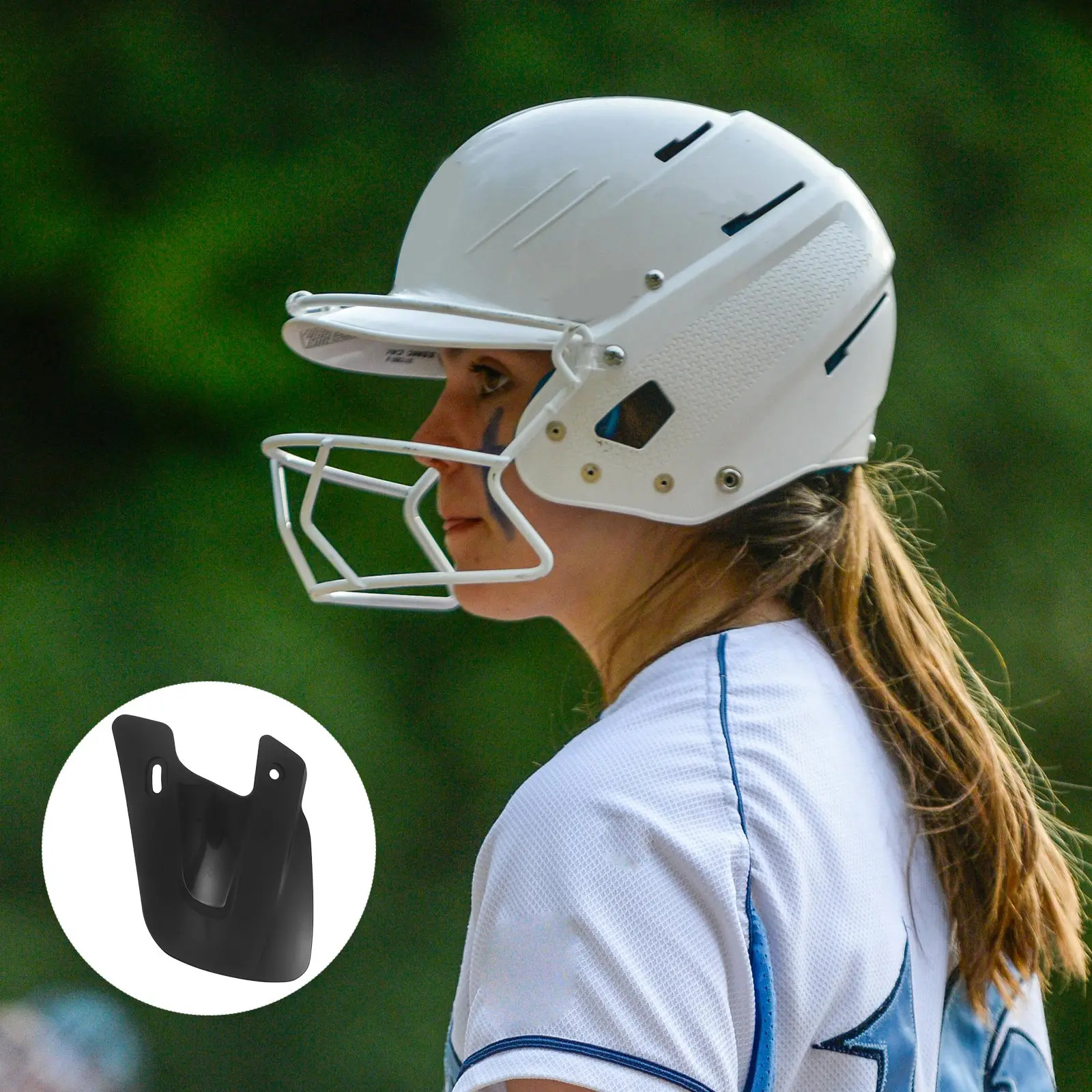 Baseball Jaw Guard Right Chin Protective Pad Thickened Polypropylene Mesh Impact Dispersal Adjustable Strap for Training