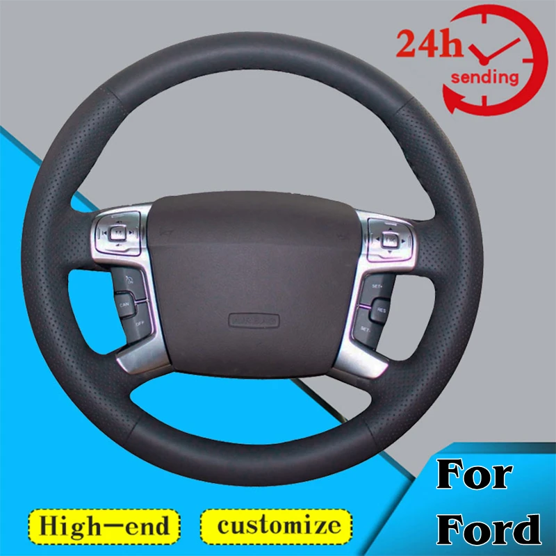 Custom Car Steering Wheel Braid Cover Non-slip 100% Fit For Ford MONDEO 2007-2012 CHIA-X S-MAX 2007 Auto Interior Accessories