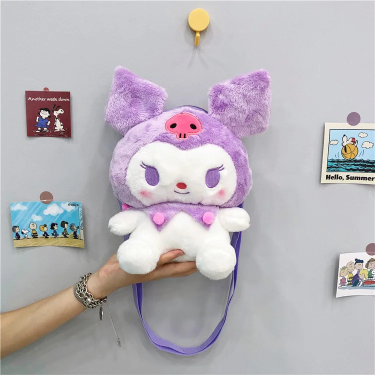 New Sanrio Kuromi peluche borsa bambini peluche borsa ragazze zaino Kawaii farcito giocattoli Plushie Cartoon donne borse ragazzi regali di compleanno