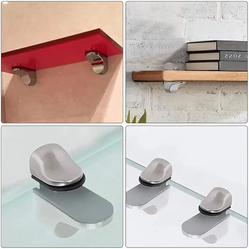 Durable Zinc Alloy Metal Glass Clamps 1-22mm Thickness Anti-Slip Glass Shelf Brackets Adjustable Partition Clamp For Glass Wood