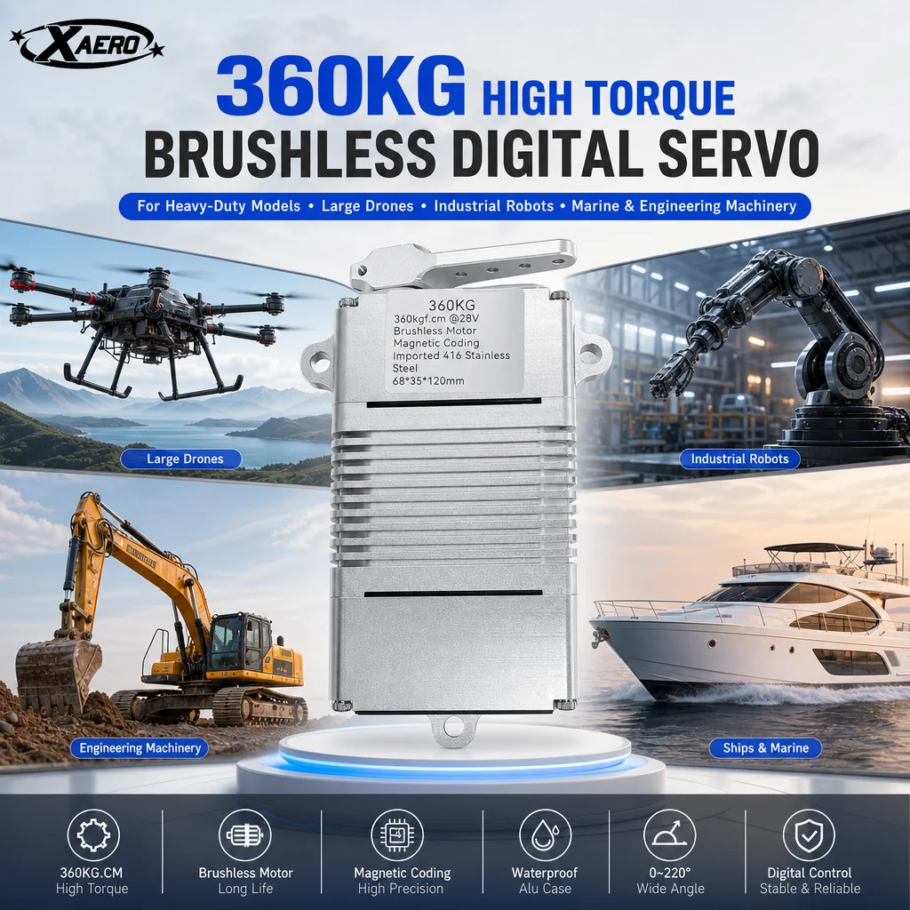 XAERO 360KG High Torque Brushless Motor Alu alloy case 0~220° waterproof DIGITAL Servo