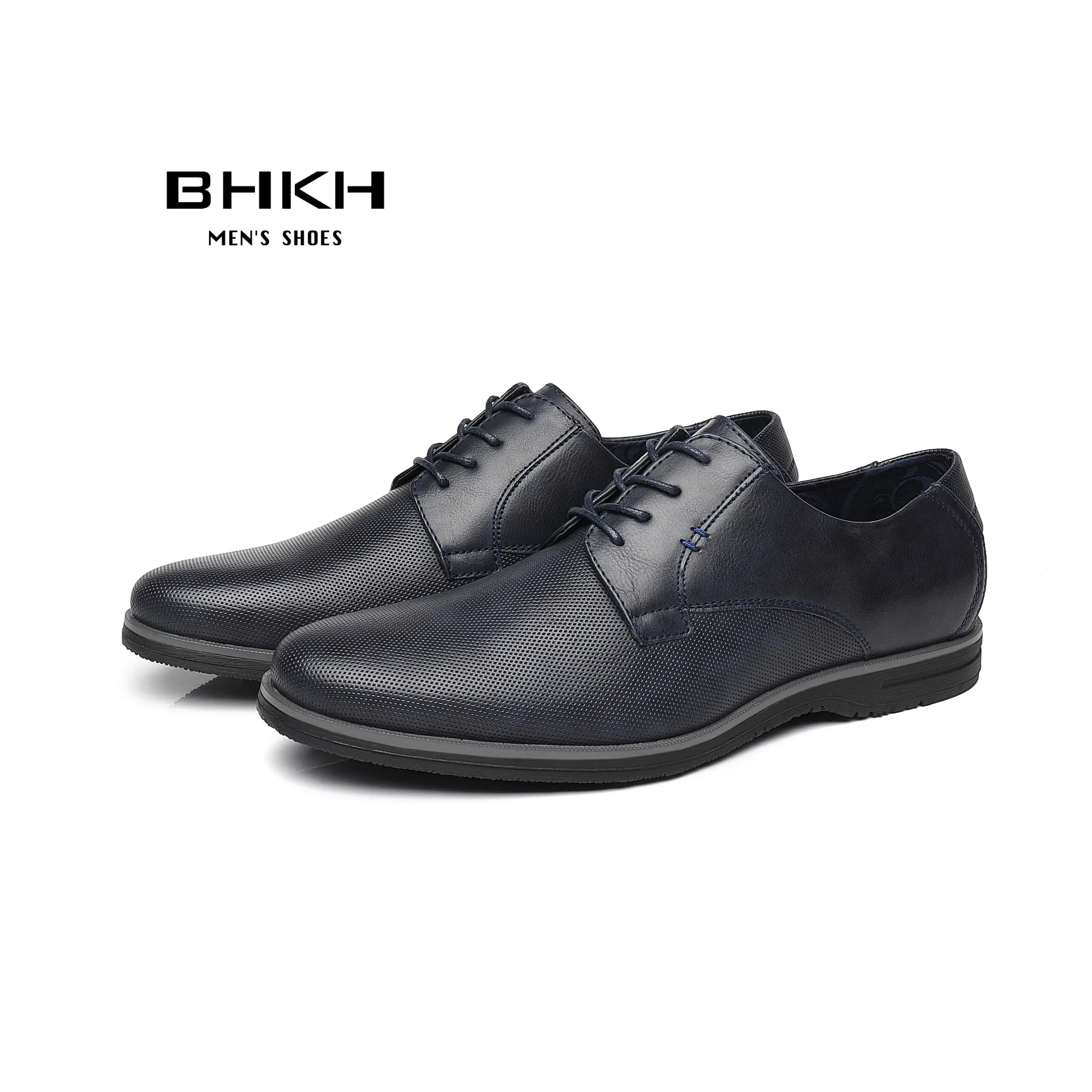BHKH 2024 Leather Men Casual Shoes Business Work Office Lace-up Dress Shoes Lightweight Men Shoes