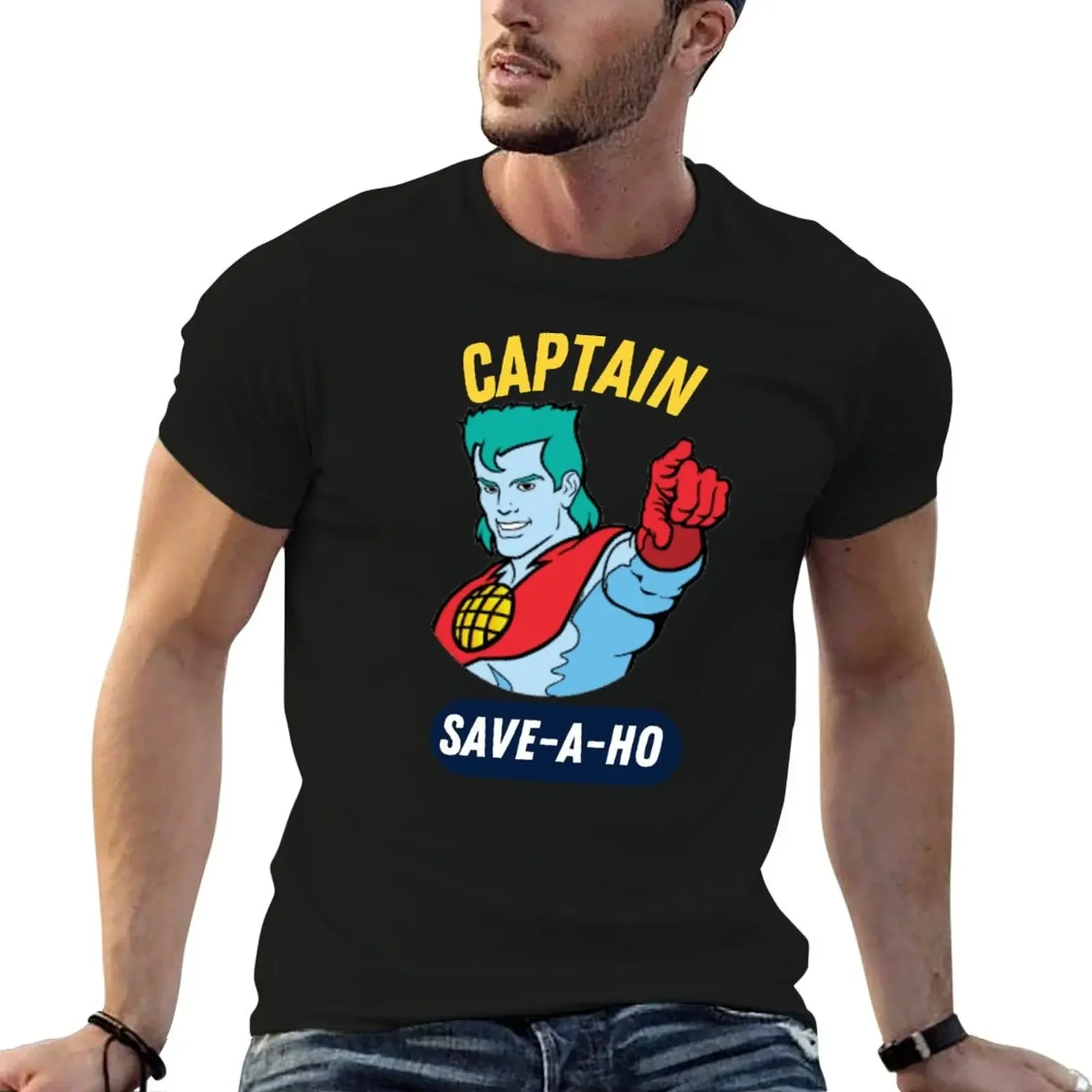 

Captain save a ho classic t shirt Captain save-a-ho Tee T-Shirt anime figures boys animal print customs t shirts men