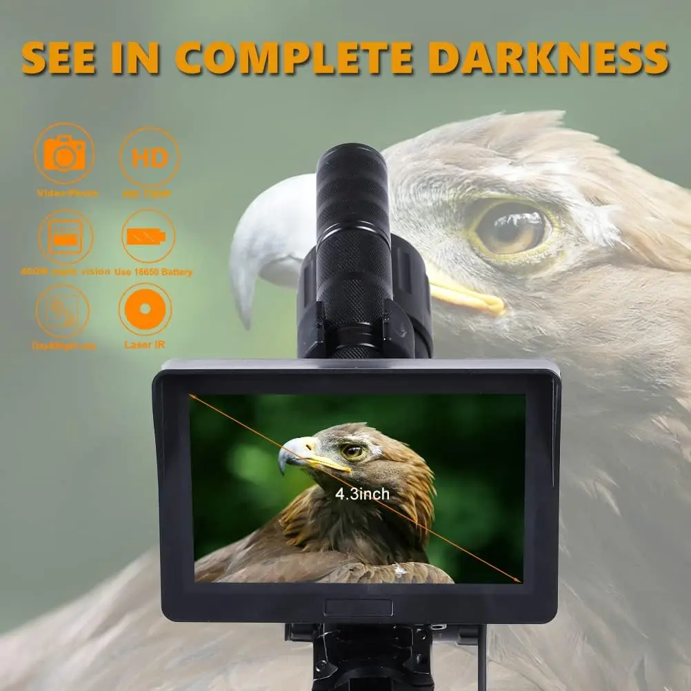 

4.3inch HD Sreen Digital Night Vision Monocular 16mm Lens 850nm IR Laser 400m night use Shockproof Anti-Fall Hunting Camping