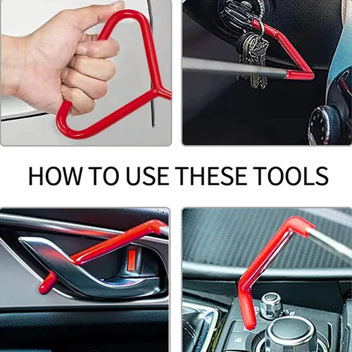 Imagen 2 del producto Kit de herramientas para coche, cerrajero automático, desbloqueo abierto de emergencia, agarrador de largo alcance, kit de herramientas de emergencia para coche, gancho en J