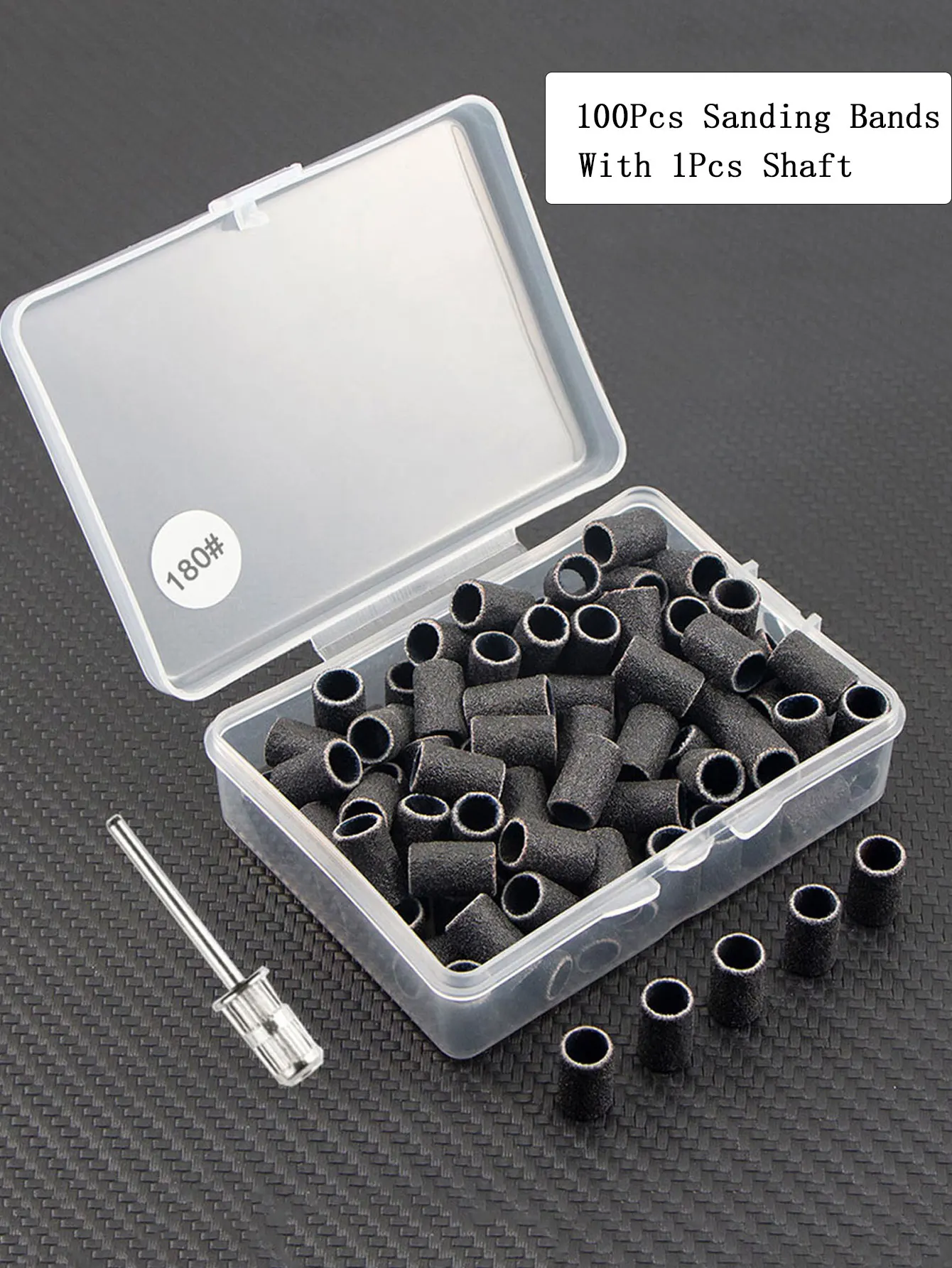 100 pièces bandes de ponçage avec 1 pièces ensemble d'arbres métalliques forets à ongles pour enlever le vernis à ongles Gel callosités de peau morte foret de coupe