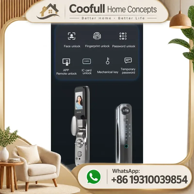 Smart Door Lock 3D Face Recognition Fingerprint Wifi For Steel Gate Biometric Keyless Entry Memory Card Access Control System