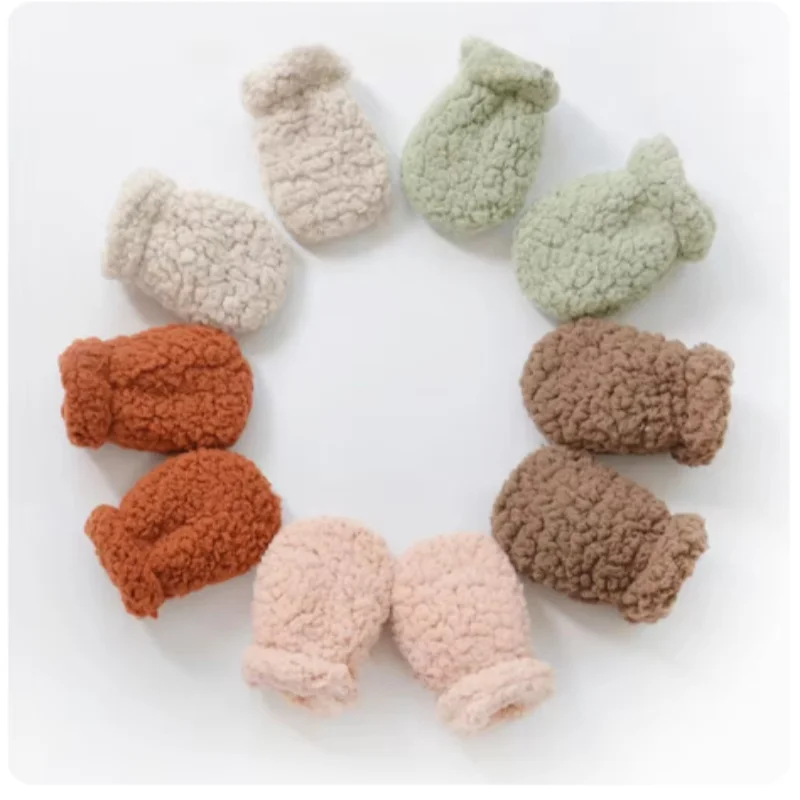 Autumn Winter Thicken Warm Gloves for Newborn Baby Mittens Kids Boy Girl Plush Anti-scratch Face Gloves Accessories