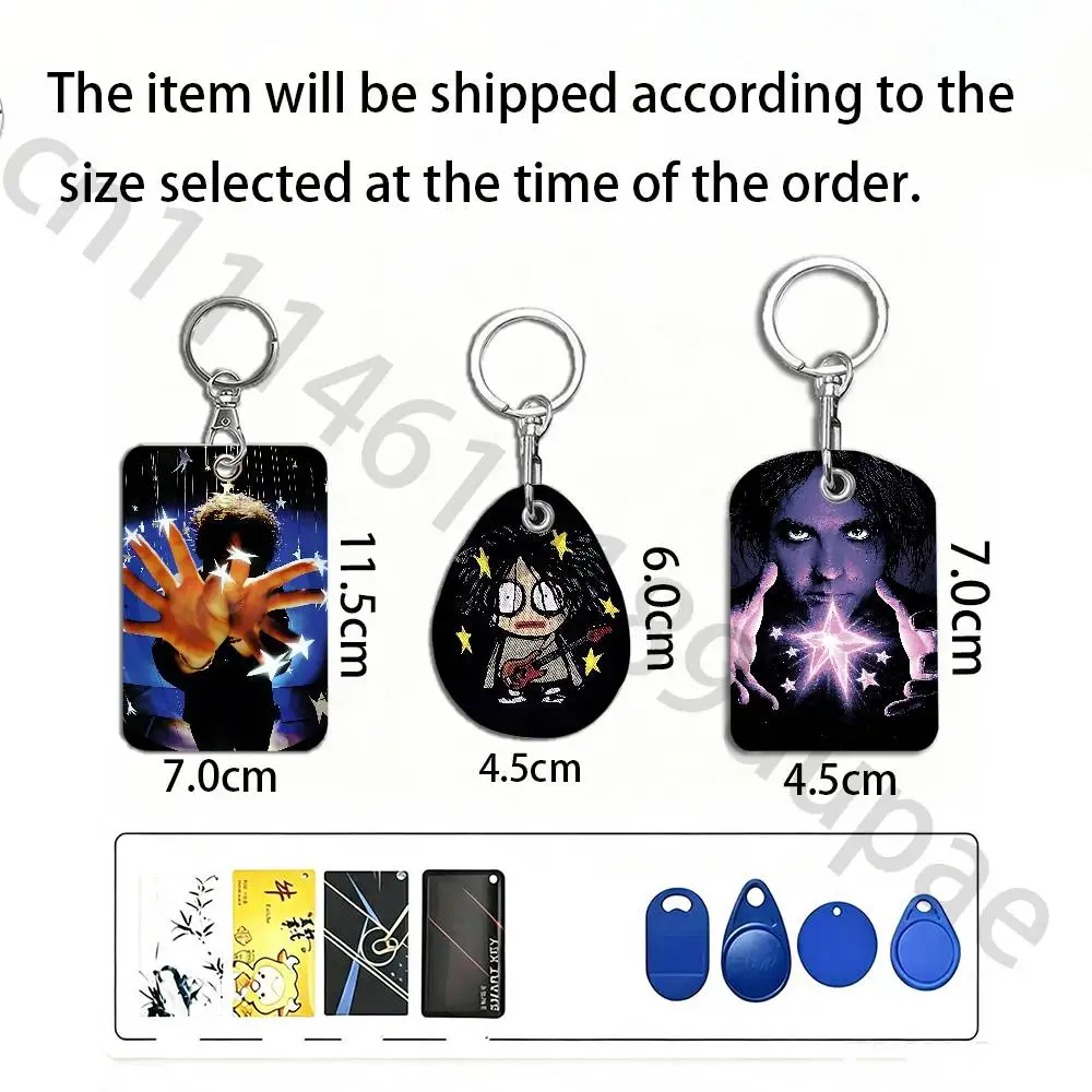 C-Cure R-Robert Smith Protective Printed Leather Card Case Metal Keychain Accessory