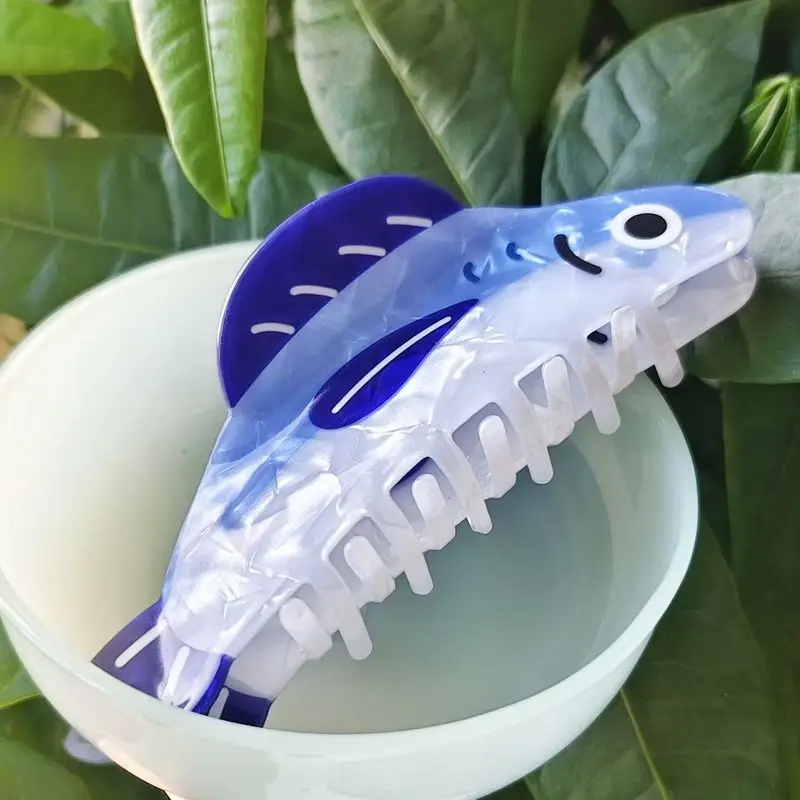 1/2pcs New creative ocean sardine clip hair clip cute texture shark clip ponytail clip hair ornaments female image 6