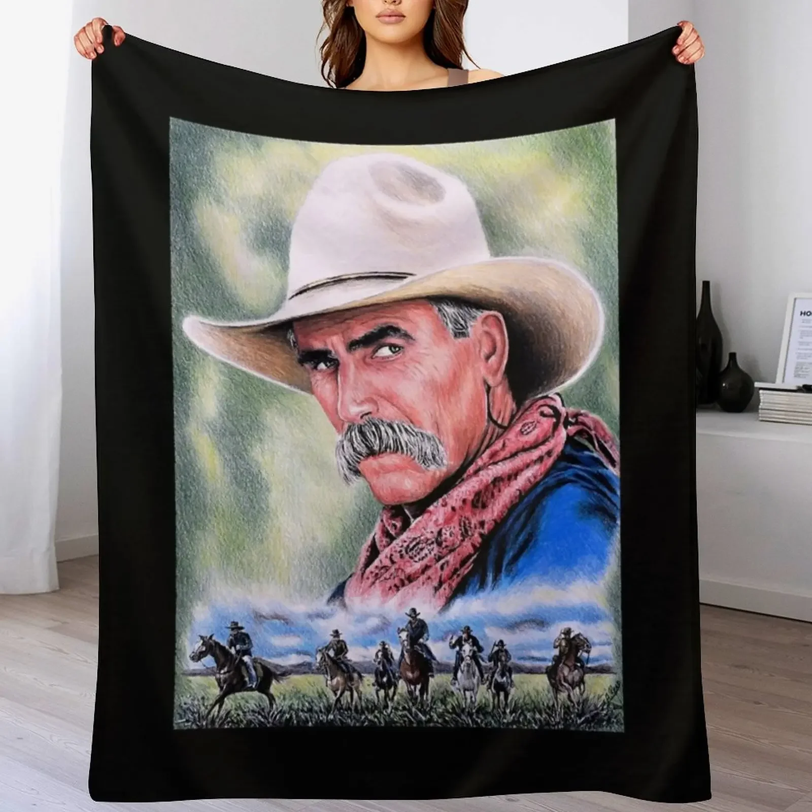 

Sam Elliot Actor Received Many National Awards Golden Globe Academy Cowboy Music Throw Blanket Picnic blanket washable