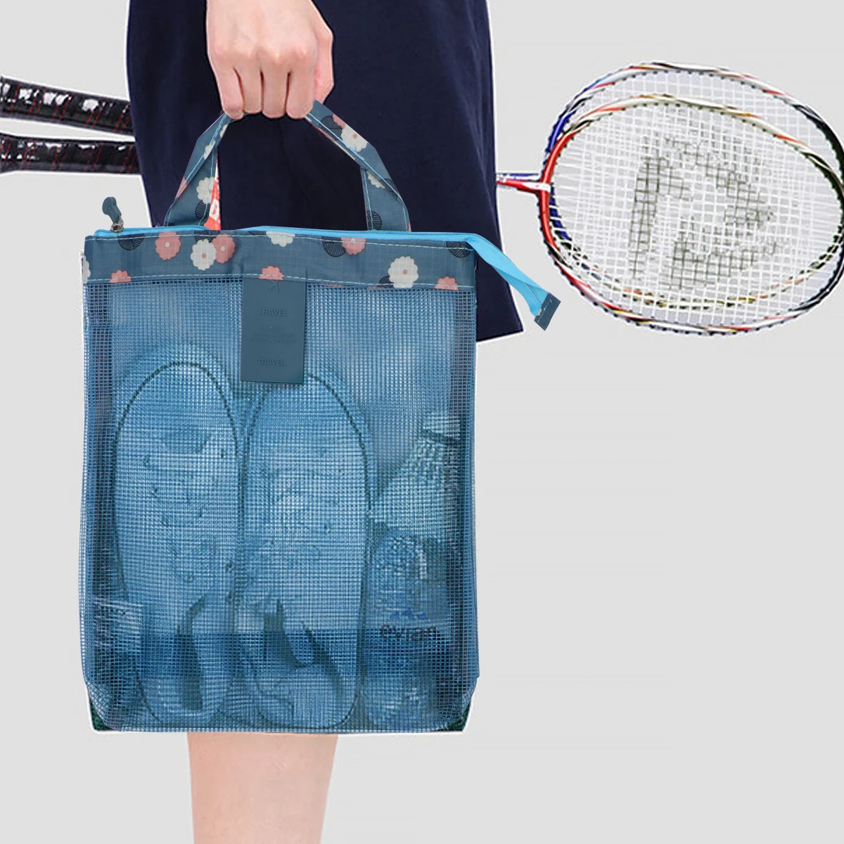 

2Pcs Swimsuit Storage Beach Bags Fashion Mesh Tote Large Capacity Lightweight Portable Ideal for Travel Camping Shopping Pool