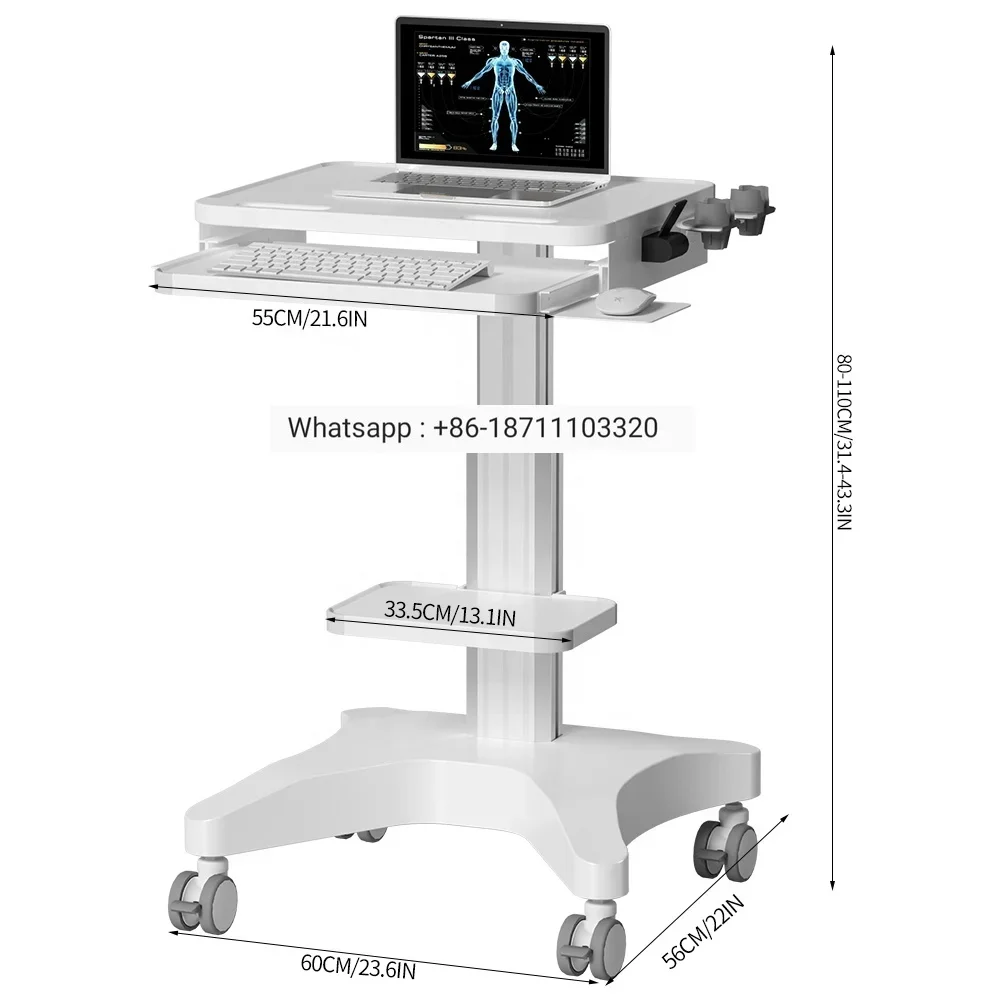 Wholesale Aluminum Hospital Furniture Medical Cart Computer Laptop Tablet B-ultrasound  with High-end Silent Casters