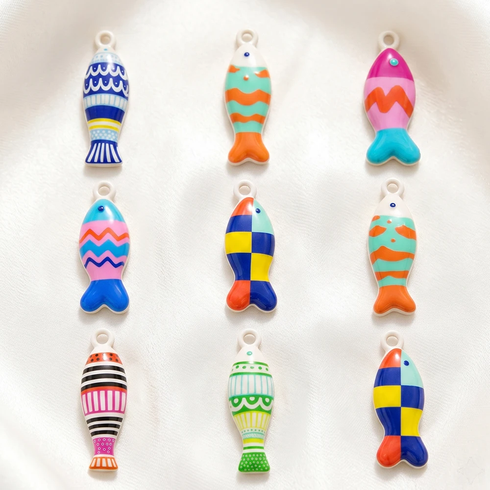 5pcs Enamel Fish Charms Pendants Stainless Steel Ocean Animal Charm for DIY Necklace Earrings Bracelets Crafts Jewelry Making image 5