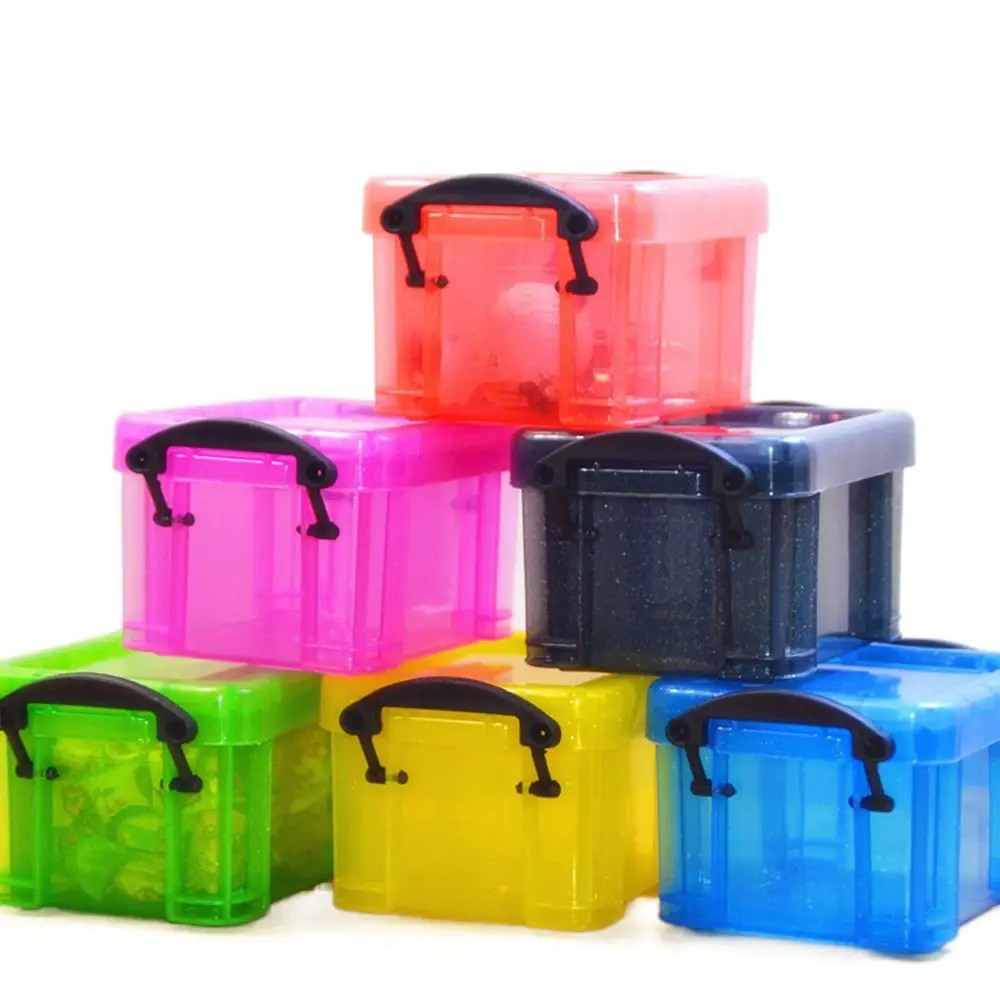 

Multi-functional Mini Buckle Storage Box Transparent Minimalism Mini Storage Container Candy Color Plastic Desktop Organizer Box