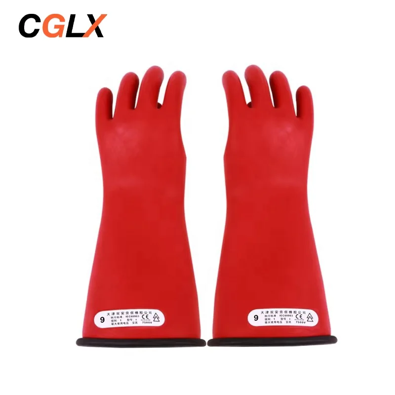 High Voltage 10kv Insulated Gloves Class 1 Live Rubber Gloves Withstand 3000v Electrical Labor protection Insulating Gloves Ce
