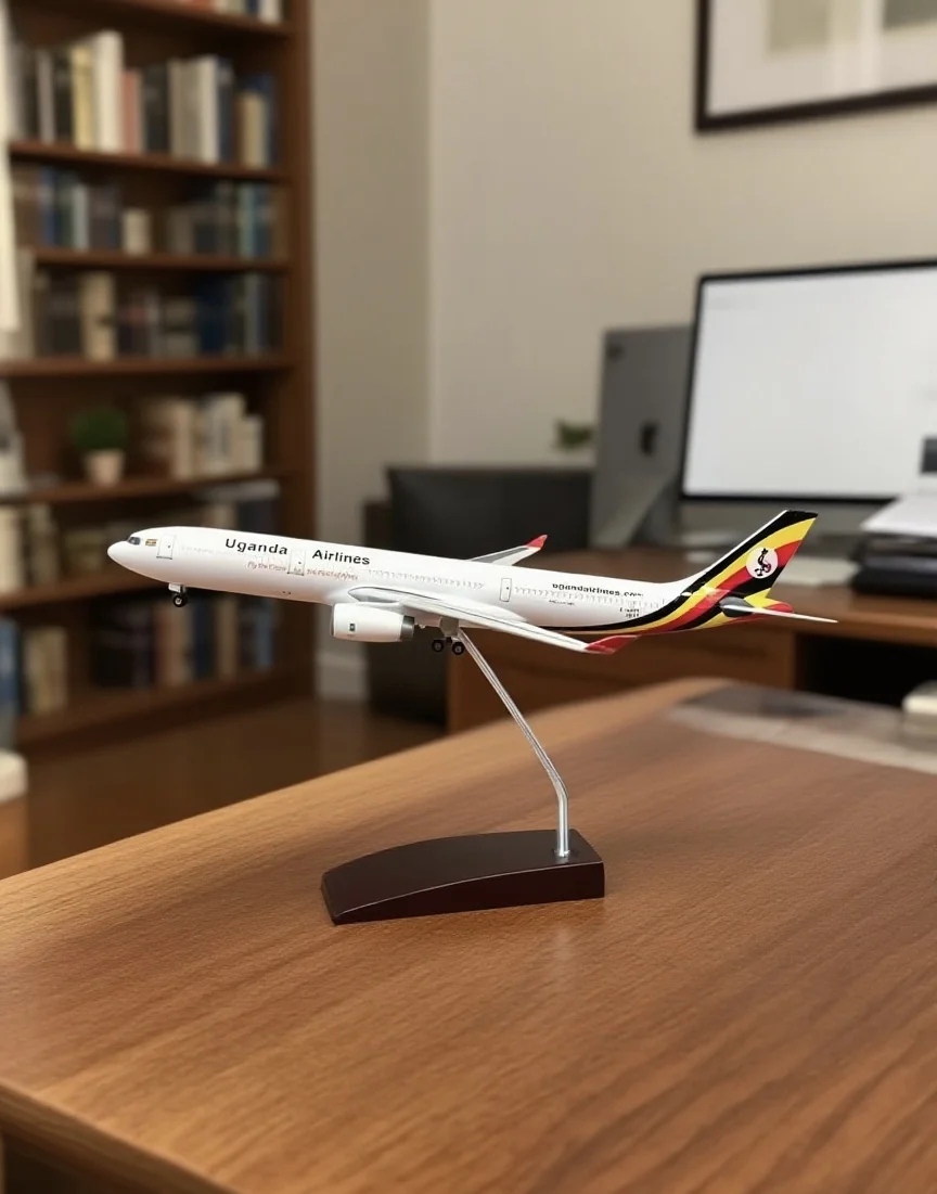 

47 см Uganda Airlines A330 имитация модели самолета из смолы со светодиодными колесами авиационный самолет украшение дома для взрослых