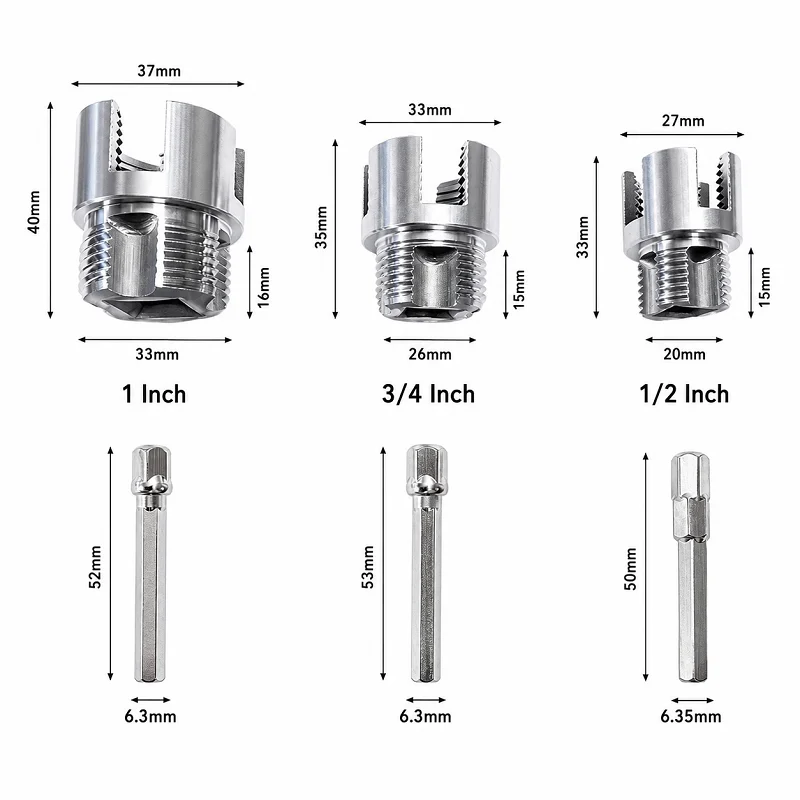 2-in-1 Internal External Pipe Threader Set 1/2Inch 3/4Inch 1 Inch, Electric Drill Thread Cutting Tool for PVC PPR Plastic Pipes
