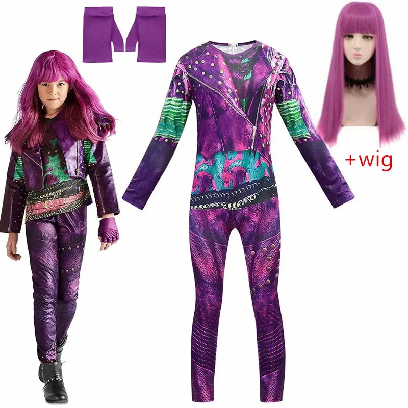 Audrey Evie Evil Mal Descendants 3 Cosplay Costume Girls Birthday Halloween Party Costume And Wig For Kids Disguise Descendants