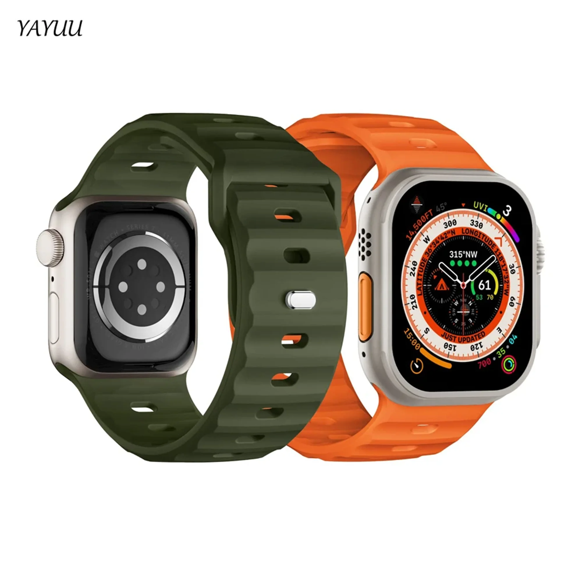 

YAYUU Sale! Square Stud Silicone Band for Apple Watch Series 10/9/8/7/6/5/4/3/2/1 SE Ultra 2 Bracelet Strap Sport Accessories