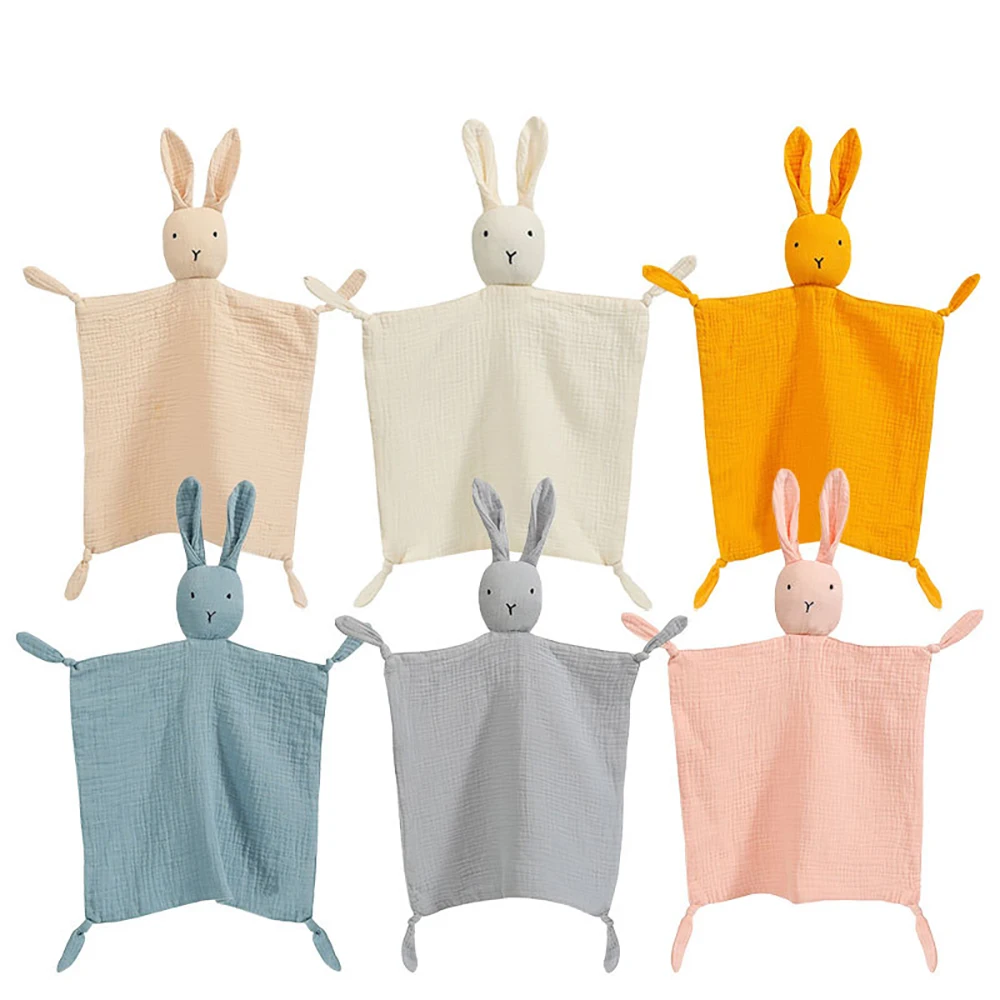 Couverture de bébé en mousseline pour nouveau-né, lapin mignon, gaze de coton doux, serviette pour apaiser le sommeil des enfants, bavoir pour garçons et filles