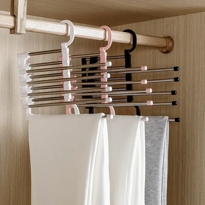 Pants Hanger Clothes Hangers Tongs Clothes Rack Hangers Stainless Steel Folding Pant Rack Tie Hanger Bedroom Closet Organizer