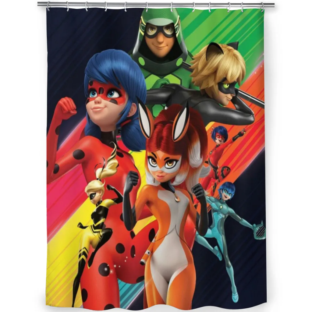 Cartoon Like-M-Miraculous-L-Lady Unique decor Modern Fabric Bathroom Shower Curtains art design Print Curtain