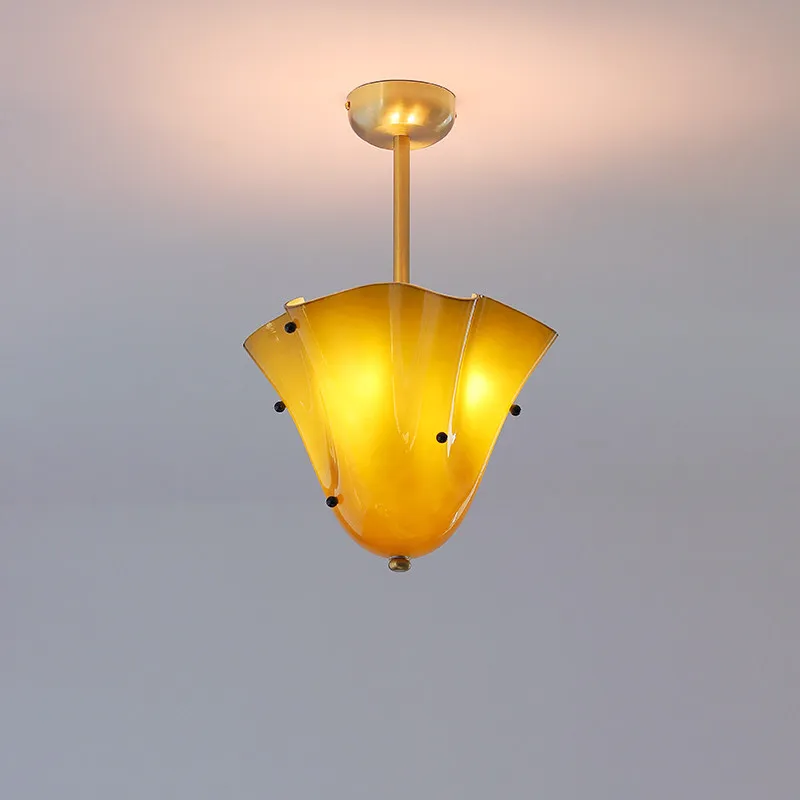 Vintage Skirt Glass Ceiling Lamps Green Amber Purple White Glass Sconce Aisle Hallway Entrance Porch Bedroom Pendant Light E27