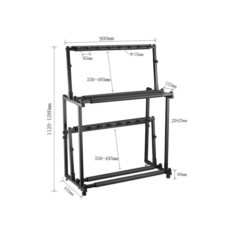 Portable Foldable Double Ukulele Stand Adjustable Height Instrument Hanger for Outdoor Showroom Display Rack Storage Holder