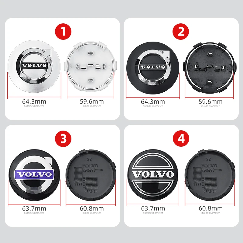 4 قطعة 64 مللي متر سيارة عجلة مركز قبعات محور غطاء شارة اكسسوارات السيارات لفولفو Rdesign AWD C30 C70 S40 S60 S70 S80 S90 V40 V50 XC60 #3