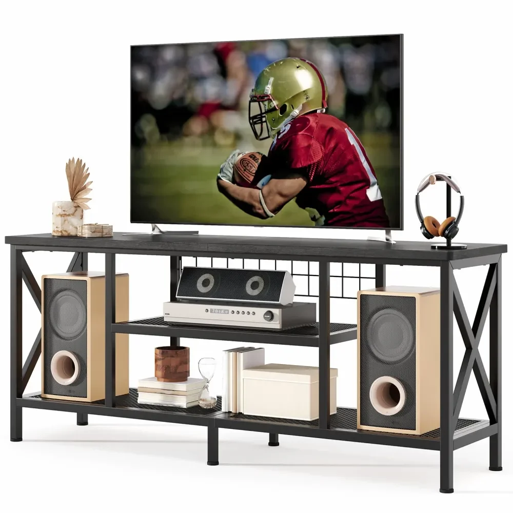 

TV Stand For 5565 Inch TVs, 60 TV Cabinet With 3 Tier Open Shelves, Entertainment Center TV Console Table With Metal Frame, Sof