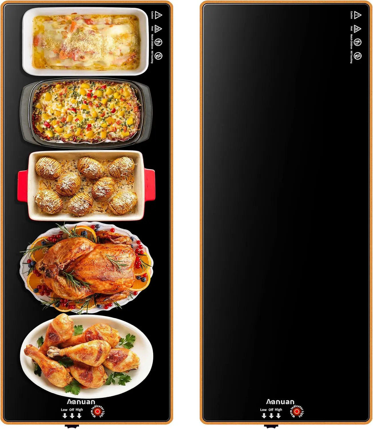 

40"x12" Electric Food Warming Mat with Thermostat, Tempered Glass Surface, Adjustable Temperature for Buffets & Parties